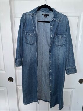 Polo Jeans Co Ralph Lauren Denim Shirt Dress Duster Large Vintage Y2K